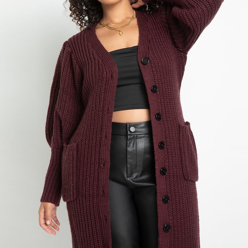 Eloquii Puff Sleeve Cardigan Sweater Dress Size 18/20 NWT